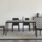 Table à manger en pierre moderne médiévale, 4 pieds noirs, pour salle à manger