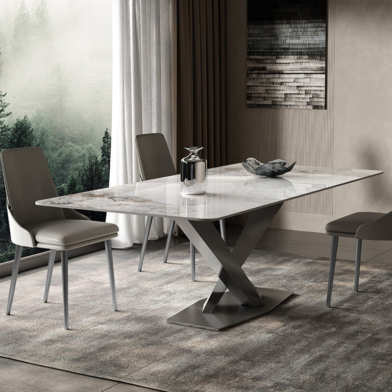 Medieval Modern Stone Dinette Table Rectangle Table for Dining Room 63"L x 31.5"W x 29.5"H Without Chairs Clearhalo 'Dining Tables & Seating' 'Dining Tables' 'dining_table' 'furn' 'furn_dining_table' 'Furniture' 'Kitchen & Dining Furniture' 6677595