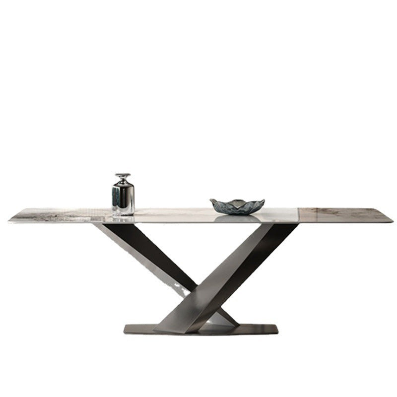 Medieval Modern Stone Dinette Table Rectangle Table for Dining Room Without Chairs Clearhalo 'Dining Tables & Seating' 'Dining Tables' 'dining_table' 'furn' 'furn_dining_table' 'Furniture' 'Kitchen & Dining Furniture' 6677598
