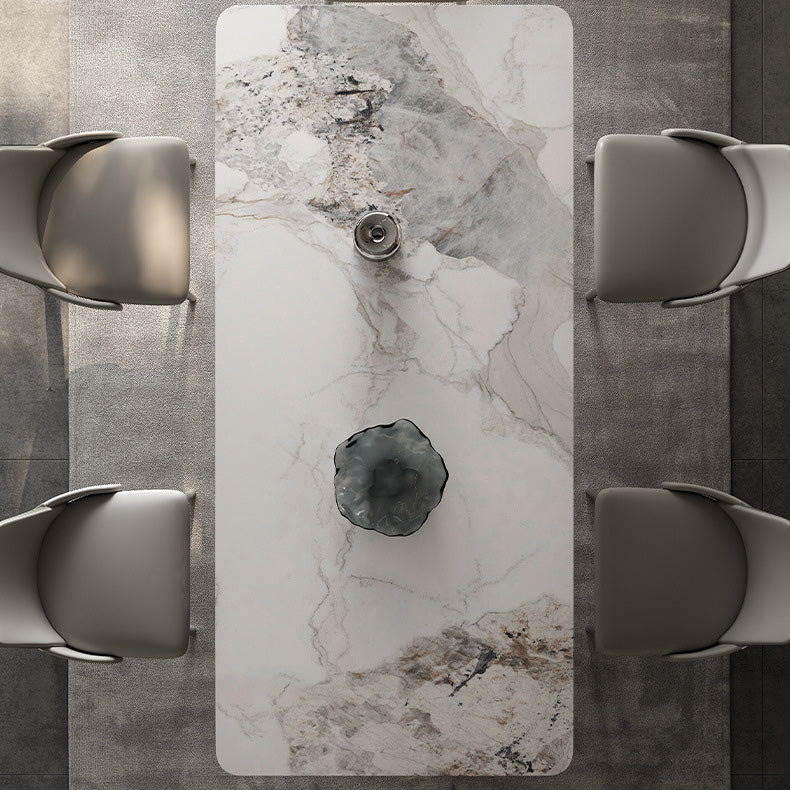 Medieval Modern Stone Dinette Table Rectangle Table for Dining Room Clearhalo 'Dining Tables & Seating' 'Dining Tables' 'dining_table' 'furn' 'furn_dining_table' 'Furniture' 'Kitchen & Dining Furniture' 6677602