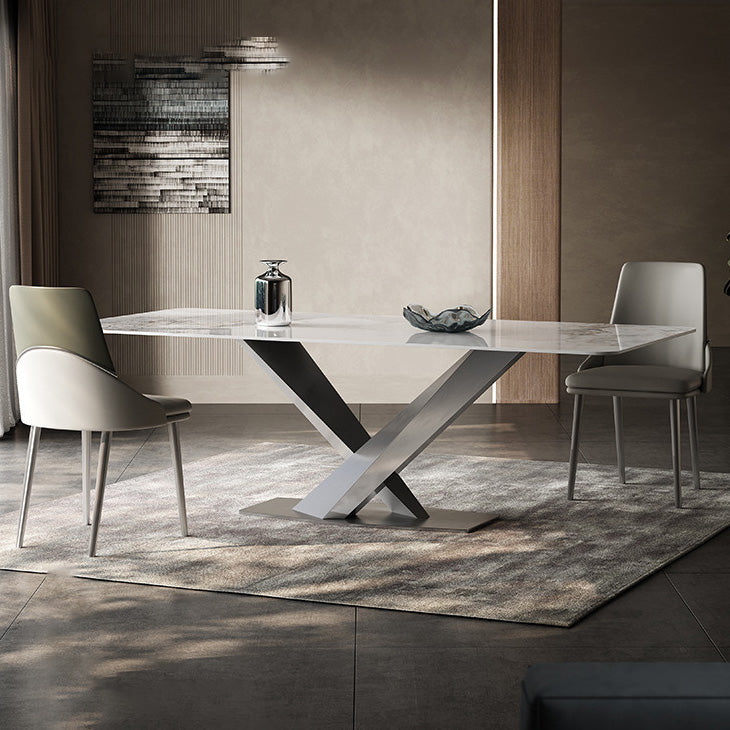 Medieval Modern Stone Dinette Table Rectangle Table for Dining Room Clearhalo 'Dining Tables & Seating' 'Dining Tables' 'dining_table' 'furn' 'furn_dining_table' 'Furniture' 'Kitchen & Dining Furniture' 6677603