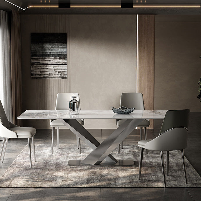 Medieval Modern Stone Dinette Table Rectangle Table for Dining Room Clearhalo 'Dining Tables & Seating' 'Dining Tables' 'dining_table' 'furn' 'furn_dining_table' 'Furniture' 'Kitchen & Dining Furniture' 6677604