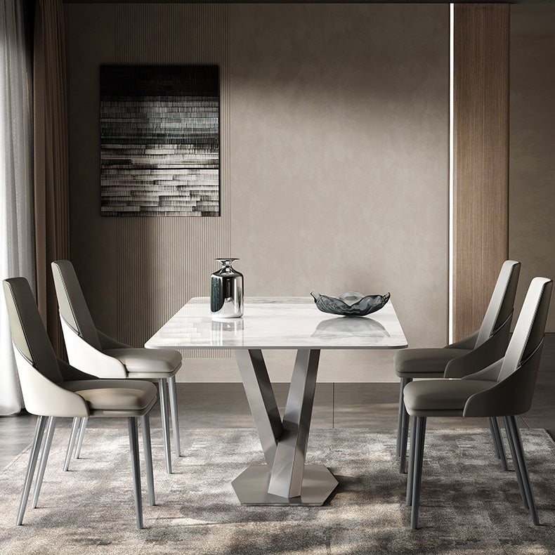 Medieval Modern Stone Dinette Table Rectangle Table for Dining Room Clearhalo 'Dining Tables & Seating' 'Dining Tables' 'dining_table' 'furn' 'furn_dining_table' 'Furniture' 'Kitchen & Dining Furniture' 6677605