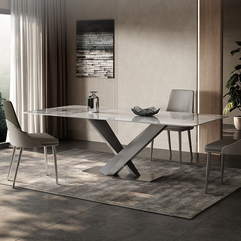 Medieval Modern Stone Dinette Table Rectangle Table for Dining Room Clearhalo 'Dining Tables & Seating' 'Dining Tables' 'dining_table' 'furn' 'furn_dining_table' 'Furniture' 'Kitchen & Dining Furniture' 6677606