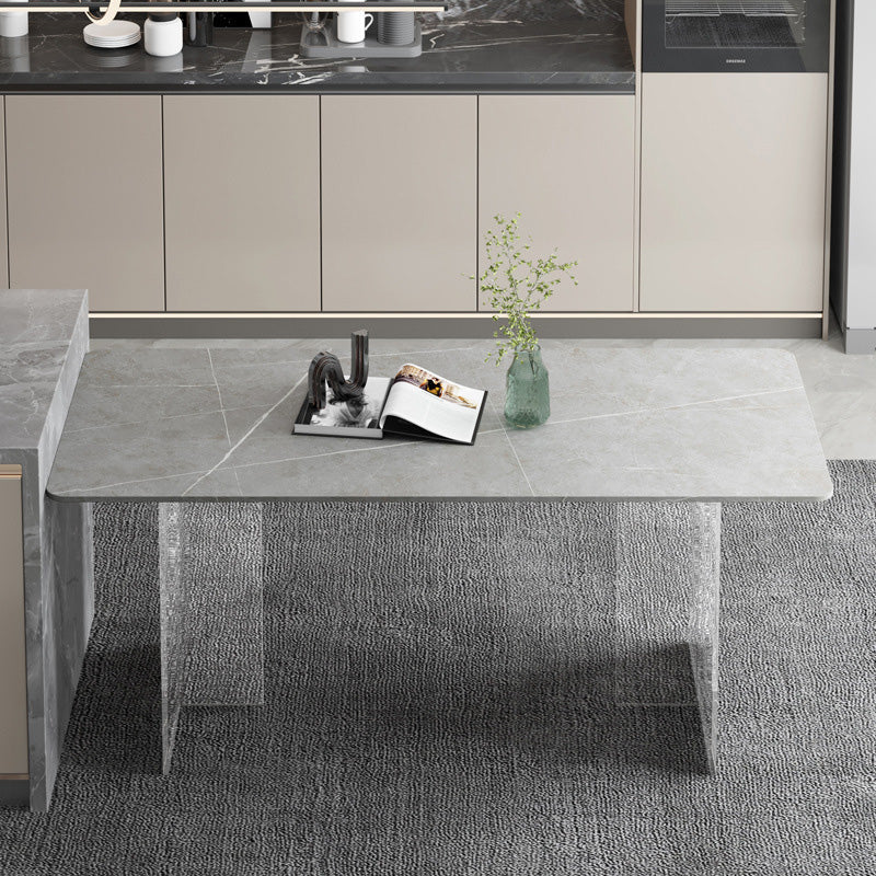 Tavolo da pranzo moderno medievale in pietra Tavolo con base in acrilico per sala da pranzo