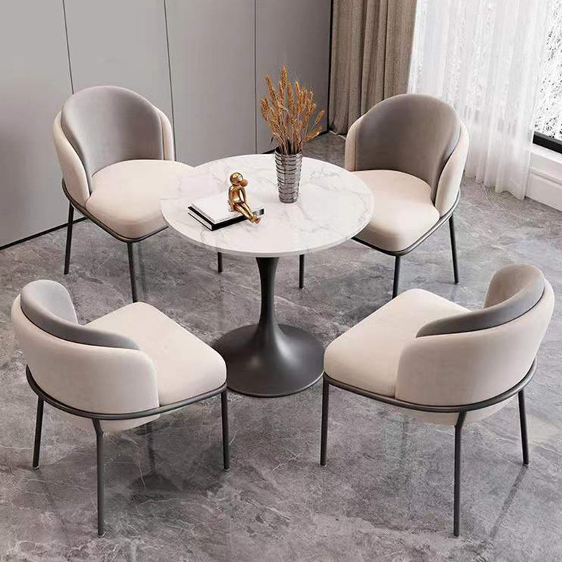Modern Stone Round Dining Table Tulip Pedestal Table for Dining Room 23.6"L x 23.6"W x 29.5"H Without Chairs Clearhalo 'Dining Tables & Seating' 'Dining Tables' 'dining_table' 'furn' 'furn_dining_table' 'Furniture' 'Kitchen & Dining Furniture' 6677627