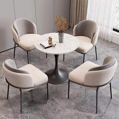 Modern Stone Round Dining Table Tulip Pedestal Table for Dining Room 23.6"L x 23.6"W x 29.5"H Without Chairs Clearhalo 'Dining Tables & Seating' 'Dining Tables' 'dining_table' 'furn' 'furn_dining_table' 'Furniture' 'Kitchen & Dining Furniture' 6677627