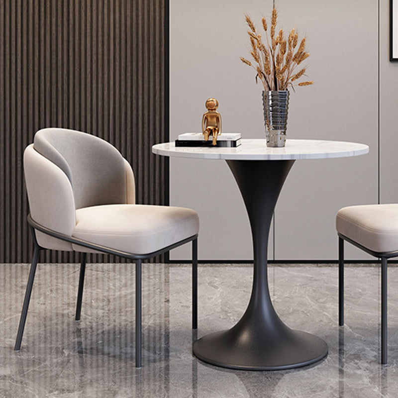 Modern Stone Round Dining Table Tulip Pedestal Table for Dining Room 31.5"L x 31.5"W x 29.5"H Without Chairs Clearhalo 'Dining Tables & Seating' 'Dining Tables' 'dining_table' 'furn' 'furn_dining_table' 'Furniture' 'Kitchen & Dining Furniture' 6677629