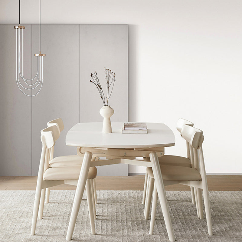 Table à manger moderne en pierre, 4 pieds en chêne, pour salle à manger