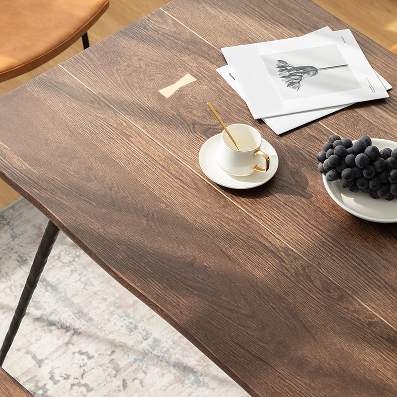Glam Style Oak Wood Dining Table 4 Legs Table for Living Room Clearhalo 'Dining Tables & Seating' 'Dining Tables' 'dining_table' 'furn' 'furn_dining_table' 'Furniture' 'Kitchen & Dining Furniture' 6677676