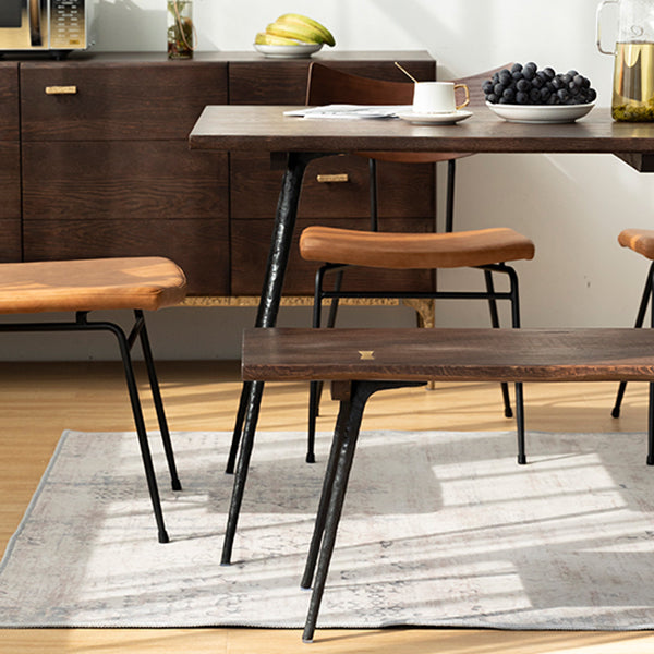 Glam Style Oak Wood Dining Table 4 Legs Table for Living Room Clearhalo 'Dining Tables & Seating' 'Dining Tables' 'dining_table' 'furn' 'furn_dining_table' 'Furniture' 'Kitchen & Dining Furniture' 6677679