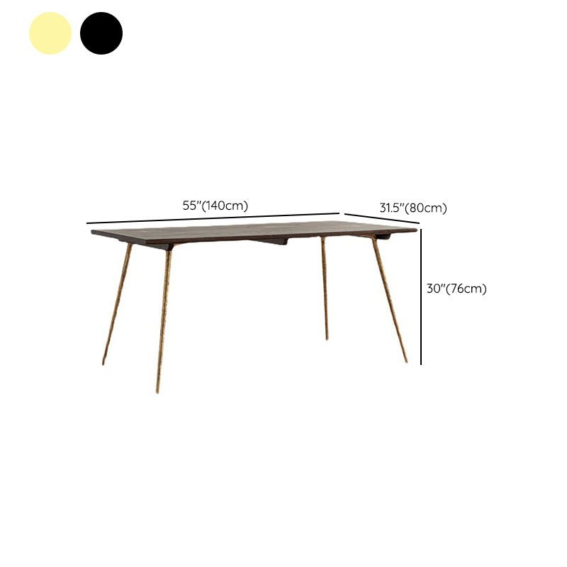 Glam Style Oak Wood Dining Table 4 Legs Table for Living Room Clearhalo 'Dining Tables & Seating' 'Dining Tables' 'dining_table' 'furn' 'furn_dining_table' 'Furniture' 'Kitchen & Dining Furniture' 6677684