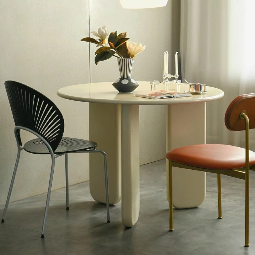 Modern Pine Wood Dining Table 3 Legs Round Table for Dining Room