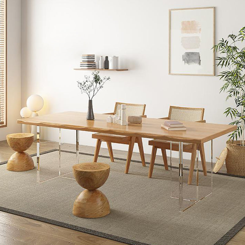 Modern Dining Wood Table Dining Rectangle Table with Plastic Legs 78.7"L x 35.4"W x 29.5"H Without Chairs Clearhalo 'Dining Tables & Seating' 'Dining Tables' 'dining_table' 'furn' 'furn_dining_table' 'Furniture' 'Kitchen & Dining Furniture' 6677742