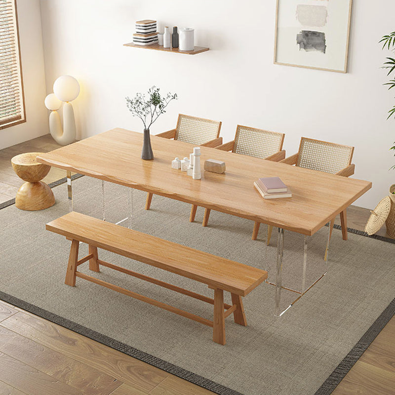 Modern Dining Wood Table Dining Rectangle Table with Plastic Legs 70.9"L x 31.5"W x 29.5"H Without Chairs Clearhalo 'Dining Tables & Seating' 'Dining Tables' 'dining_table' 'furn' 'furn_dining_table' 'Furniture' 'Kitchen & Dining Furniture' 6677743