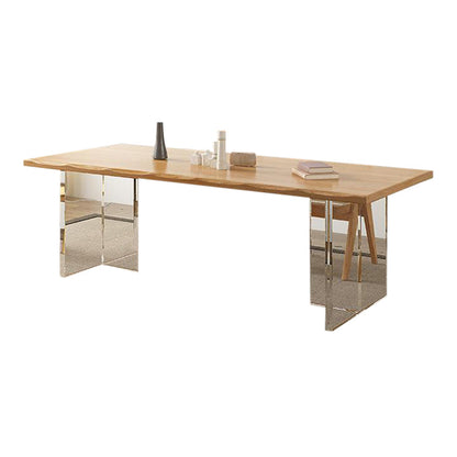 Modern Dining Wood Table Dining Rectangle Table with Plastic Legs Without Chairs Clearhalo 'Dining Tables & Seating' 'Dining Tables' 'dining_table' 'furn' 'furn_dining_table' 'Furniture' 'Kitchen & Dining Furniture' 6677746