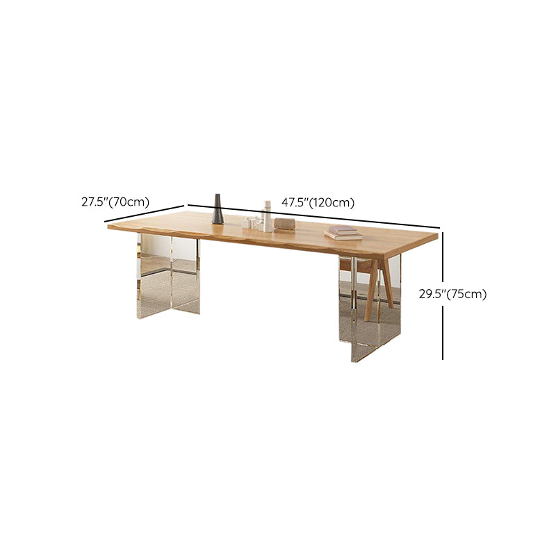 Modern Dining Wood Table Dining Rectangle Table with Plastic Legs Clearhalo 'Dining Tables & Seating' 'Dining Tables' 'dining_table' 'furn' 'furn_dining_table' 'Furniture' 'Kitchen & Dining Furniture' 6677750