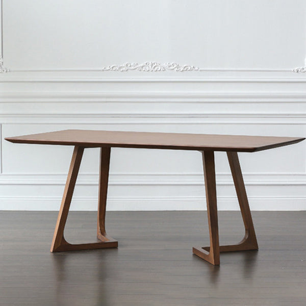 Industrial Dining Wood Table Dining Rectangle Table with Wooden Legs