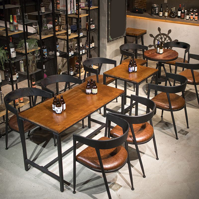 Metal Open Back Dining Chairs Industrial Upholstered Dining Chairs