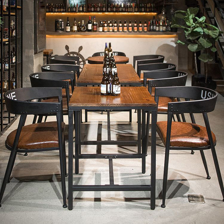 Metal Open Back Dining Chairs Industrial Upholstered Dining Chairs