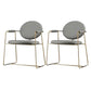 Gold Legs Dining Arm Chair Glam Dining Room Upholstered Chair Light Gray 2 Piece Set Clearhalo 'Dining Chairs' 'Dining Tables & Seating' 'dining_chair' 'furn' 'furn_dining_chair' 'Furniture' 'Kitchen & Dining Furniture' 6680030
