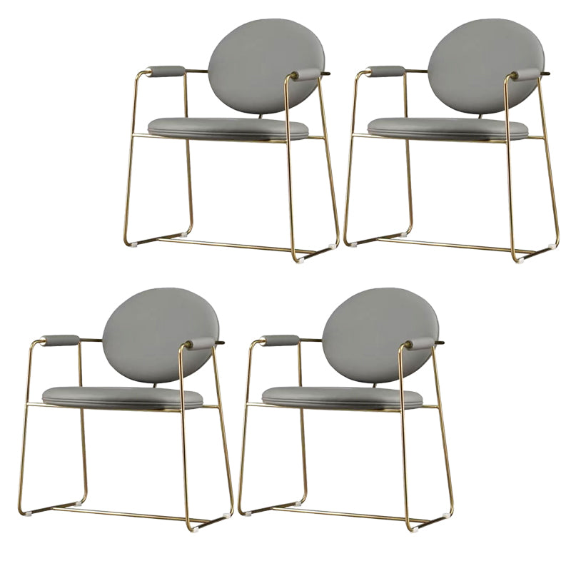 Gold Legs Dining Arm Chair Glam Dining Room Upholstered Chair Light Gray 4 Piece Set Clearhalo 'Dining Chairs' 'Dining Tables & Seating' 'dining_chair' 'furn' 'furn_dining_chair' 'Furniture' 'Kitchen & Dining Furniture' 6680032