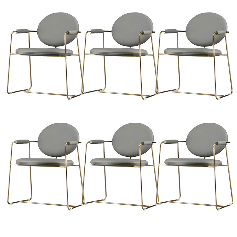 Gold Legs Dining Arm Chair Glam Dining Room Upholstered Chair Light Gray 6 Piece Set Clearhalo 'Dining Chairs' 'Dining Tables & Seating' 'dining_chair' 'furn' 'furn_dining_chair' 'Furniture' 'Kitchen & Dining Furniture' 6680034