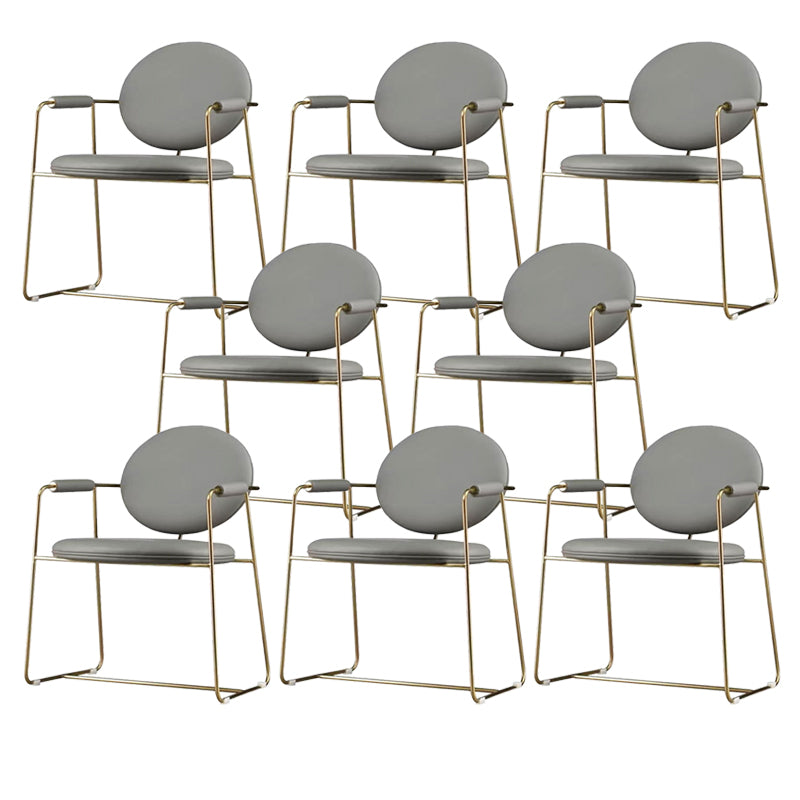 Gold Legs Dining Arm Chair Glam Dining Room Upholstered Chair Light Gray 8 Piece Set Clearhalo 'Dining Chairs' 'Dining Tables & Seating' 'dining_chair' 'furn' 'furn_dining_chair' 'Furniture' 'Kitchen & Dining Furniture' 6680036