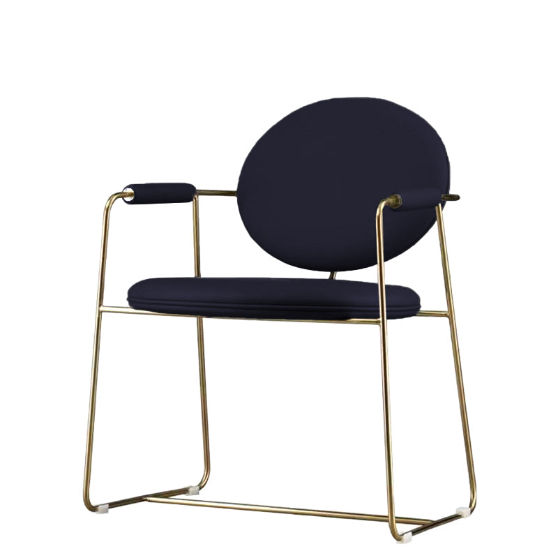 Gold Legs Dining Arm Chair Glam Dining Room Upholstered Chair Black 1 Piece Clearhalo 'Dining Chairs' 'Dining Tables & Seating' 'dining_chair' 'furn' 'furn_dining_chair' 'Furniture' 'Kitchen & Dining Furniture' 6680038