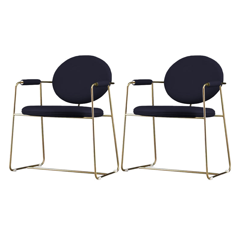 Gold Legs Dining Arm Chair Glam Dining Room Upholstered Chair Black 2 Piece Set Clearhalo 'Dining Chairs' 'Dining Tables & Seating' 'dining_chair' 'furn' 'furn_dining_chair' 'Furniture' 'Kitchen & Dining Furniture' 6680039