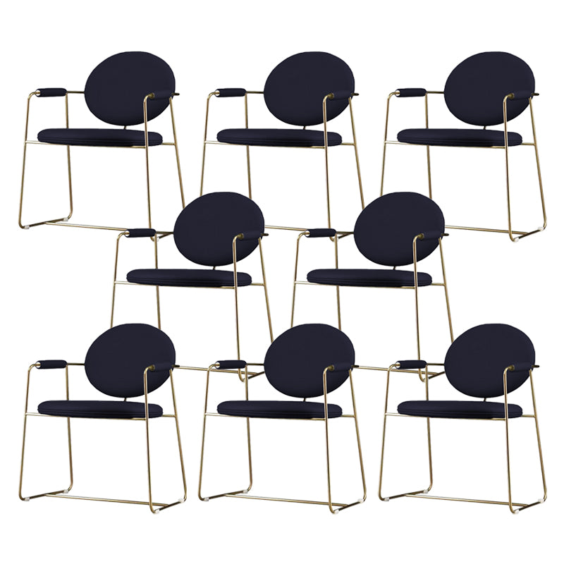 Gold Legs Dining Arm Chair Glam Dining Room Upholstered Chair Black 8 Piece Set Clearhalo 'Dining Chairs' 'Dining Tables & Seating' 'dining_chair' 'furn' 'furn_dining_chair' 'Furniture' 'Kitchen & Dining Furniture' 6680044