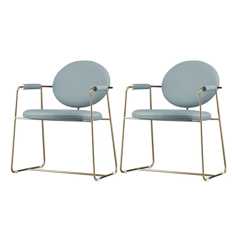 Gold Legs Dining Arm Chair Glam Dining Room Upholstered Chair Light Blue 2 Piece Set Clearhalo 'Dining Chairs' 'Dining Tables & Seating' 'dining_chair' 'furn' 'furn_dining_chair' 'Furniture' 'Kitchen & Dining Furniture' 6680046