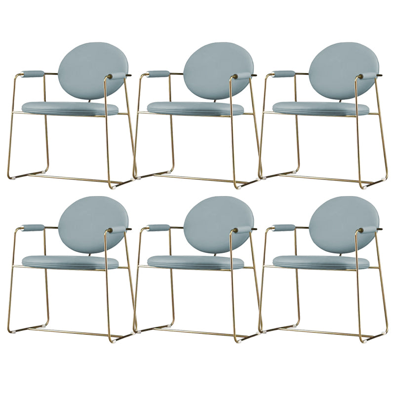 Gold Legs Dining Arm Chair Glam Dining Room Upholstered Chair Light Blue 6 Piece Set Clearhalo 'Dining Chairs' 'Dining Tables & Seating' 'dining_chair' 'furn' 'furn_dining_chair' 'Furniture' 'Kitchen & Dining Furniture' 6680048