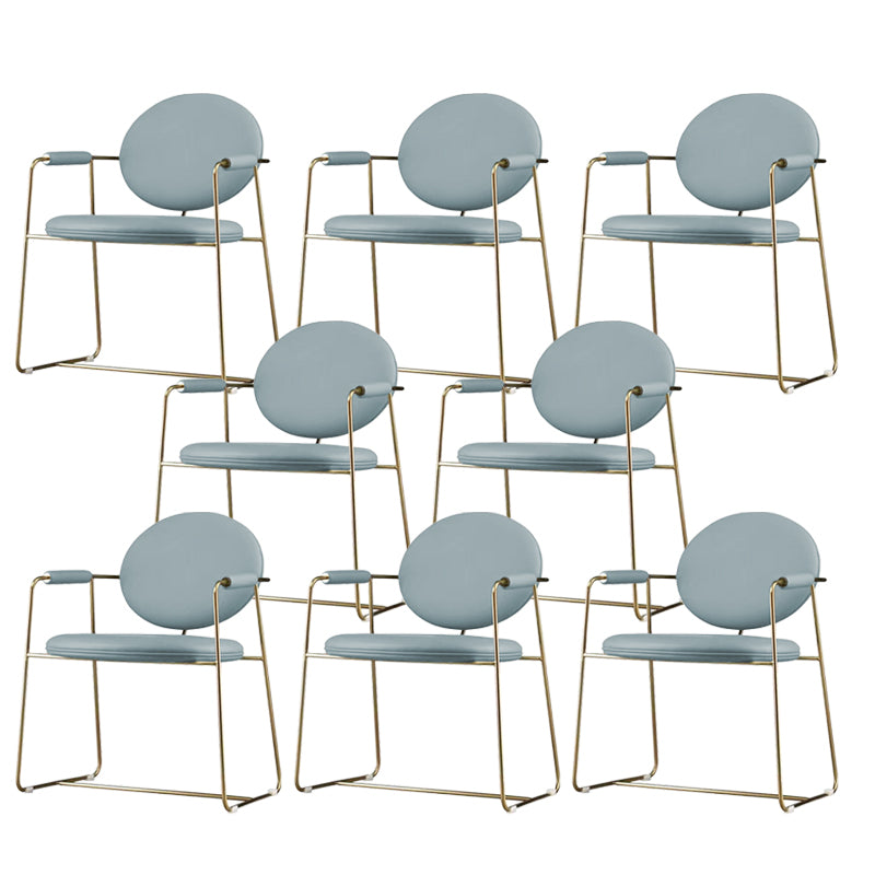 Gold Legs Dining Arm Chair Glam Dining Room Upholstered Chair Light Blue 8 Piece Set Clearhalo 'Dining Chairs' 'Dining Tables & Seating' 'dining_chair' 'furn' 'furn_dining_chair' 'Furniture' 'Kitchen & Dining Furniture' 6680049