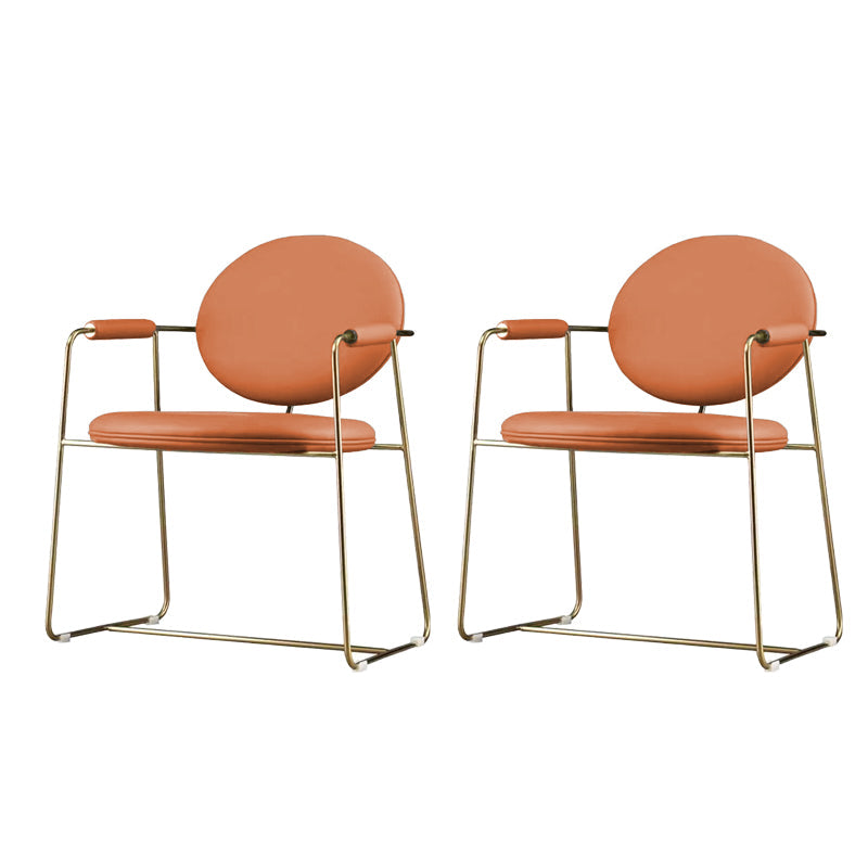 Gold Legs Dining Arm Chair Glam Dining Room Upholstered Chair Orange 2 Piece Set Clearhalo 'Dining Chairs' 'Dining Tables & Seating' 'dining_chair' 'furn' 'furn_dining_chair' 'Furniture' 'Kitchen & Dining Furniture' 6680051