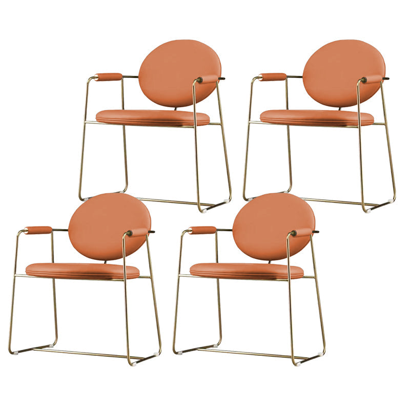 Gold Legs Dining Arm Chair Glam Dining Room Upholstered Chair Orange 4 Piece Set Clearhalo 'Dining Chairs' 'Dining Tables & Seating' 'dining_chair' 'furn' 'furn_dining_chair' 'Furniture' 'Kitchen & Dining Furniture' 6680052