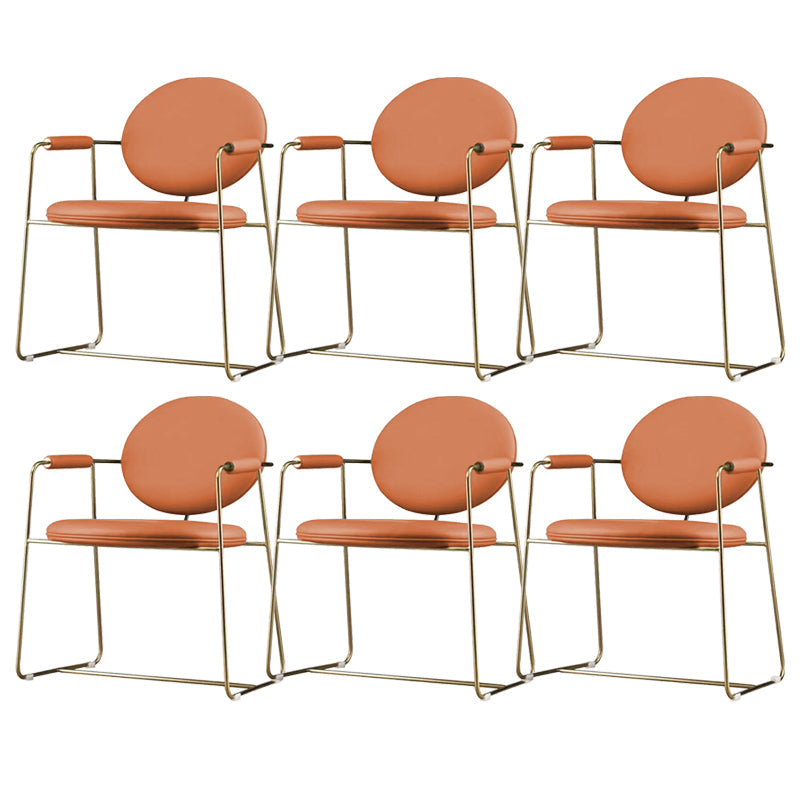 Gold Legs Dining Arm Chair Glam Dining Room Upholstered Chair Orange 6 Piece Set Clearhalo 'Dining Chairs' 'Dining Tables & Seating' 'dining_chair' 'furn' 'furn_dining_chair' 'Furniture' 'Kitchen & Dining Furniture' 6680053