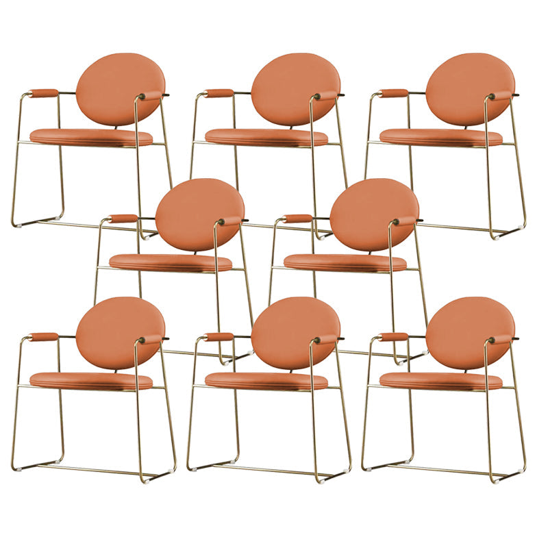 Gold Legs Dining Arm Chair Glam Dining Room Upholstered Chair Orange 8 Piece Set Clearhalo 'Dining Chairs' 'Dining Tables & Seating' 'dining_chair' 'furn' 'furn_dining_chair' 'Furniture' 'Kitchen & Dining Furniture' 6680054