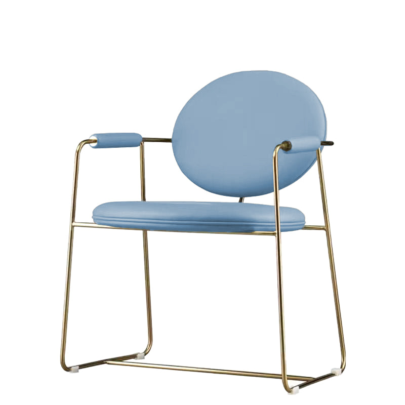 Gold Legs Dining Arm Chair Glam Dining Room Upholstered Chair Sky Blue 1 Piece Clearhalo 'Dining Chairs' 'Dining Tables & Seating' 'dining_chair' 'furn' 'furn_dining_chair' 'Furniture' 'Kitchen & Dining Furniture' 6680055