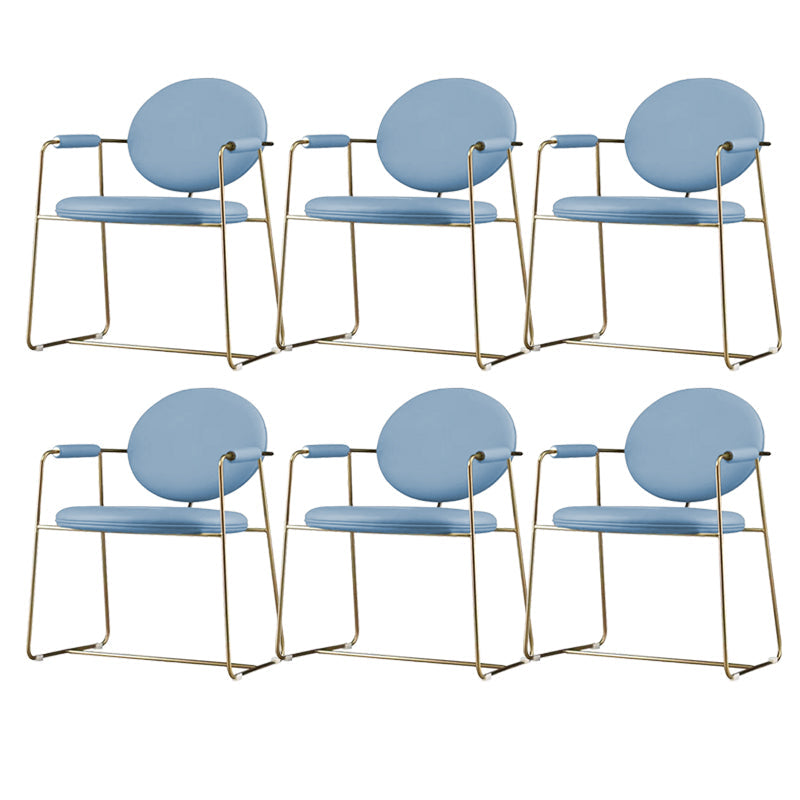 Gold Legs Dining Arm Chair Glam Dining Room Upholstered Chair Sky Blue 6 Piece Set Clearhalo 'Dining Chairs' 'Dining Tables & Seating' 'dining_chair' 'furn' 'furn_dining_chair' 'Furniture' 'Kitchen & Dining Furniture' 6680058