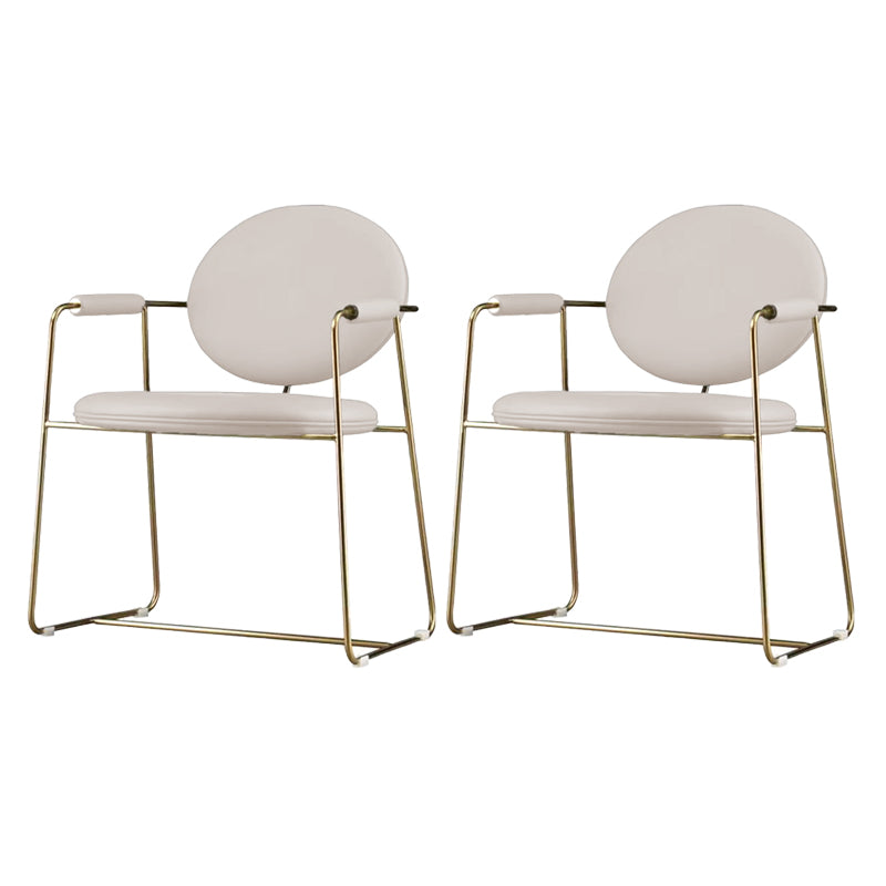 Gold Legs Dining Arm Chair Glam Dining Room Upholstered Chair Off-White 2 Piece Set Clearhalo 'Dining Chairs' 'Dining Tables & Seating' 'dining_chair' 'furn' 'furn_dining_chair' 'Furniture' 'Kitchen & Dining Furniture' 6680061