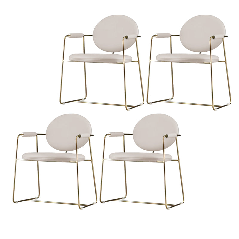 Gold Legs Dining Arm Chair Glam Dining Room Upholstered Chair Off-White 4 Piece Set Clearhalo 'Dining Chairs' 'Dining Tables & Seating' 'dining_chair' 'furn' 'furn_dining_chair' 'Furniture' 'Kitchen & Dining Furniture' 6680062