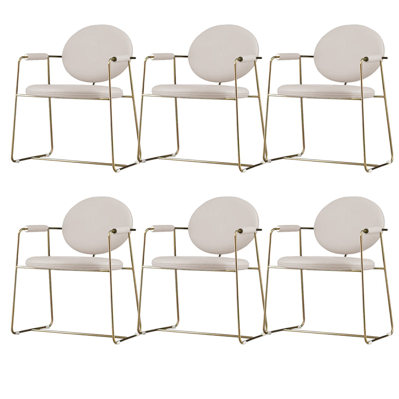 Gold Legs Dining Arm Chair Glam Dining Room Upholstered Chair Off-White 6 Piece Set Clearhalo 'Dining Chairs' 'Dining Tables & Seating' 'dining_chair' 'furn' 'furn_dining_chair' 'Furniture' 'Kitchen & Dining Furniture' 6680063