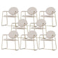 Gold Legs Dining Arm Chair Glam Dining Room Upholstered Chair Off-White 8 Piece Set Clearhalo 'Dining Chairs' 'Dining Tables & Seating' 'dining_chair' 'furn' 'furn_dining_chair' 'Furniture' 'Kitchen & Dining Furniture' 6680064