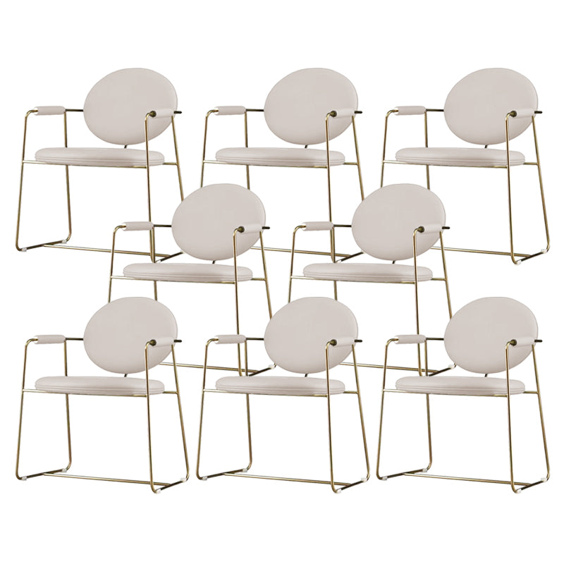 Gold Legs Dining Arm Chair Glam Dining Room Upholstered Chair Off-White 8 Piece Set Clearhalo 'Dining Chairs' 'Dining Tables & Seating' 'dining_chair' 'furn' 'furn_dining_chair' 'Furniture' 'Kitchen & Dining Furniture' 6680064