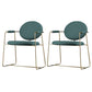 Gold Legs Dining Arm Chair Glam Dining Room Upholstered Chair Green 2 Piece Set Clearhalo 'Dining Chairs' 'Dining Tables & Seating' 'dining_chair' 'furn' 'furn_dining_chair' 'Furniture' 'Kitchen & Dining Furniture' 6680066