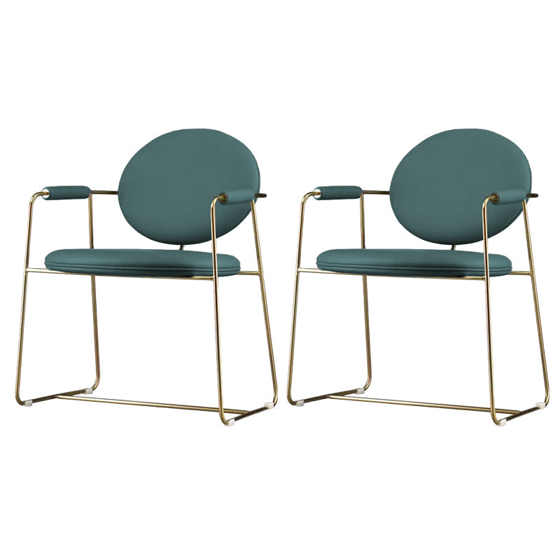 Gold Legs Dining Arm Chair Glam Dining Room Upholstered Chair Green 2 Piece Set Clearhalo 'Dining Chairs' 'Dining Tables & Seating' 'dining_chair' 'furn' 'furn_dining_chair' 'Furniture' 'Kitchen & Dining Furniture' 6680066