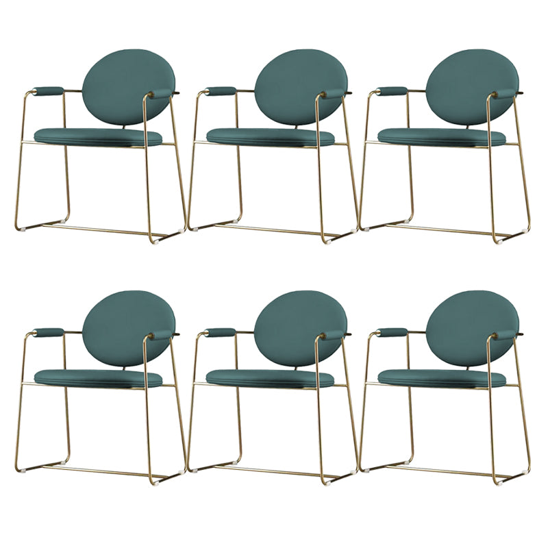 Gold Legs Dining Arm Chair Glam Dining Room Upholstered Chair Green 6 Piece Set Clearhalo 'Dining Chairs' 'Dining Tables & Seating' 'dining_chair' 'furn' 'furn_dining_chair' 'Furniture' 'Kitchen & Dining Furniture' 6680068
