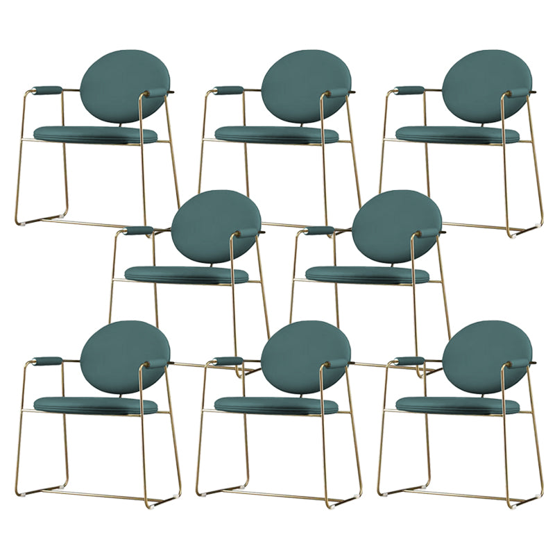 Gold Legs Dining Arm Chair Glam Dining Room Upholstered Chair Green 8 Piece Set Clearhalo 'Dining Chairs' 'Dining Tables & Seating' 'dining_chair' 'furn' 'furn_dining_chair' 'Furniture' 'Kitchen & Dining Furniture' 6680069
