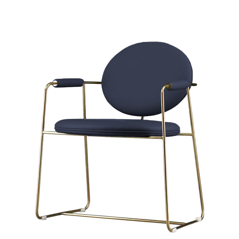 Gold Legs Dining Arm Chair Glam Dining Room Upholstered Chair Blue 1 Piece Clearhalo 'Dining Chairs' 'Dining Tables & Seating' 'dining_chair' 'furn' 'furn_dining_chair' 'Furniture' 'Kitchen & Dining Furniture' 6680070